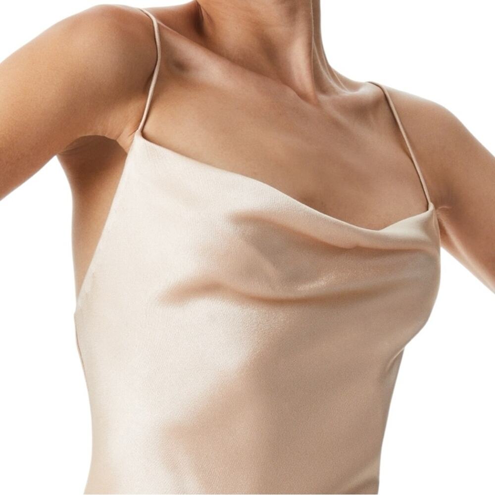 Alice + Olivia Harmony Drapey Slip Dress Size 4 in the color almond NWT - Picture 5 of 14